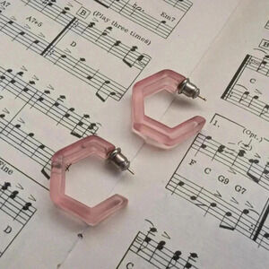 Hexagon Pink Acrylic Earrings